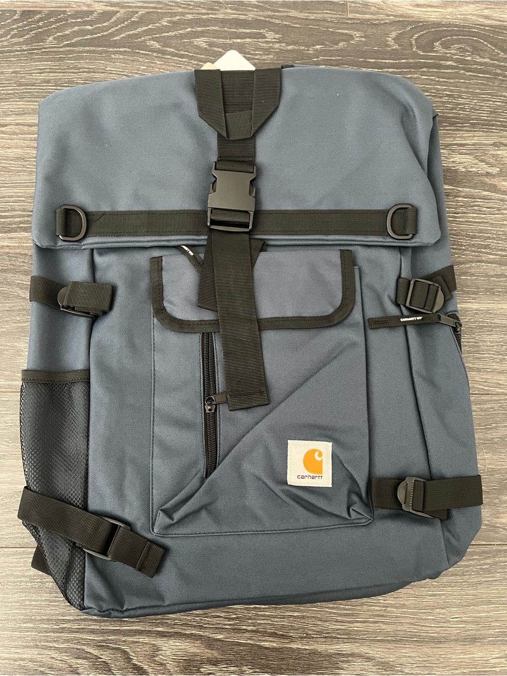 Carhartt Men's Slate Blue Roll-Top Backpack with Black Accents